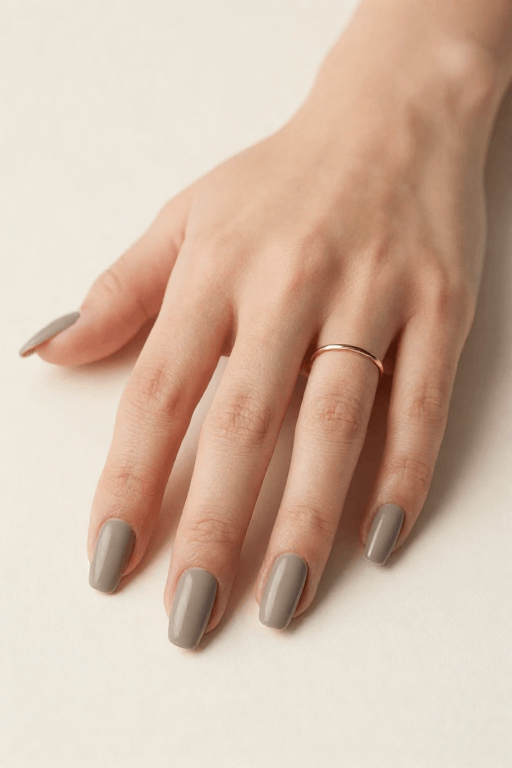 Soft Taupe Satin Soft Taupe Satin Coffin Nail