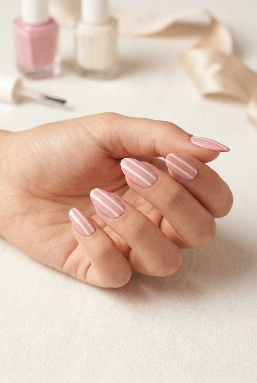 Stripe Duo Simple Nail Ideas with Two-Tone Stripes