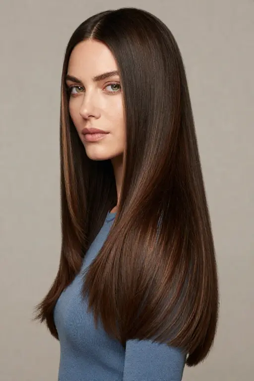 Subtle Face-Framing Money Piece on Dark Hair Dark brown hair with subtle caramel face framing highlights
