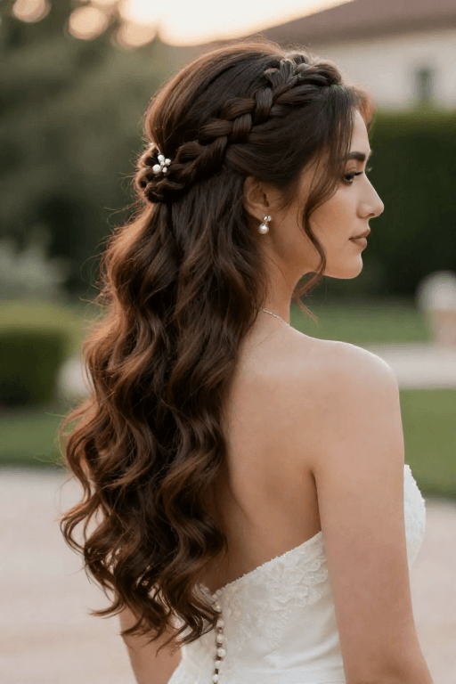 Twisted Crown Braid with Loose Waves Twisted Crown Braid with Loose Waves