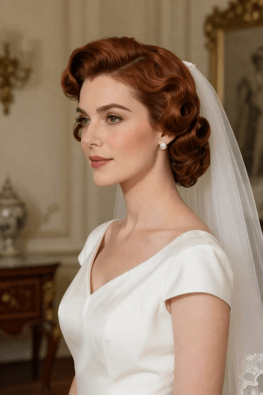 Vintage Pin Curls Vintage Pin Curls Bridal hairstyle