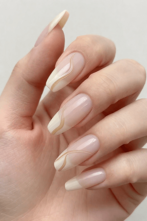 Lemon Slices: oval sheer nails with yellow lemon slice art