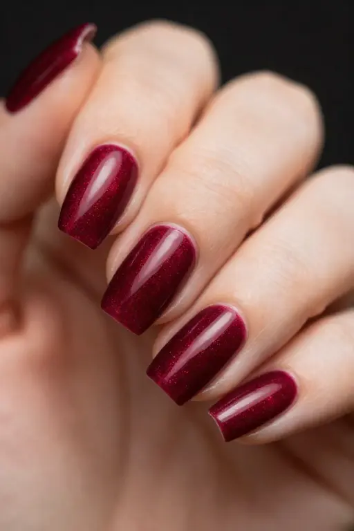 Wine Velvet Wine red velvet nails in a square shape for late fall nail ideas
