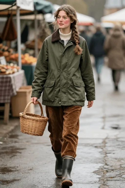 Barn Jacket with Corduroy Trousers and Waterproof Boots Winter Outfit . Barn Jacket with Corduroy Trousers and Waterproof Boots