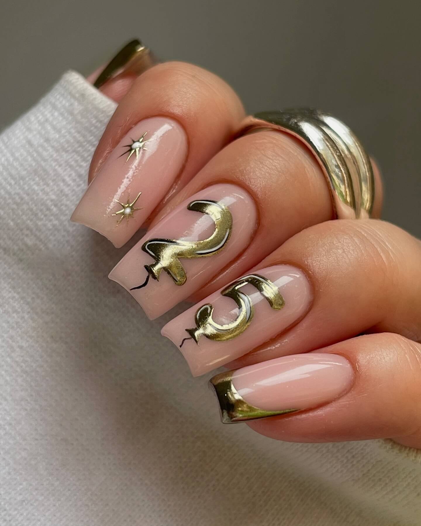 gels.byffi Gold Chrome Balloon Numbers on Sheer Nude Gold Chrome Balloon Numbers on Sheer Nude