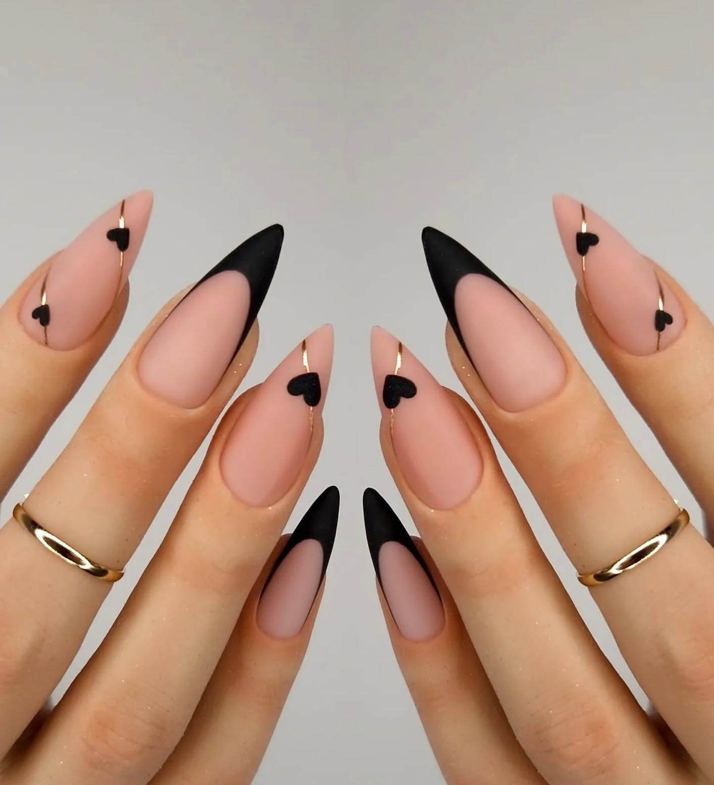 labeaute Matte Black Tips With Tiny Hearts Matte Black Tips With Tiny Hearts Nail