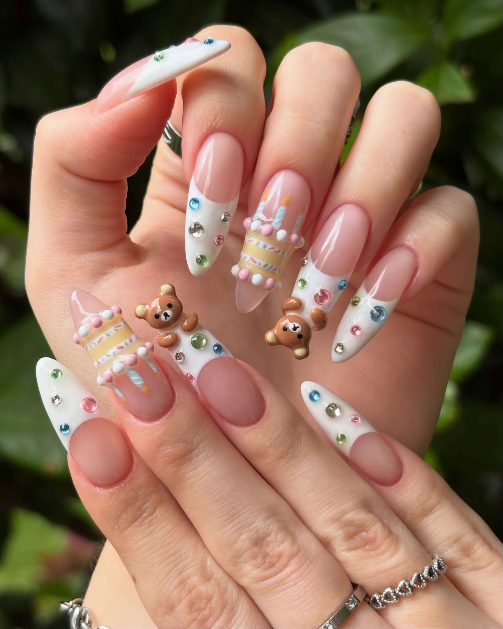 tn_nails Teddy Bears and Cake Layers with Colorful Gems Teddy Bears and Cake Layers with Colorful Gems